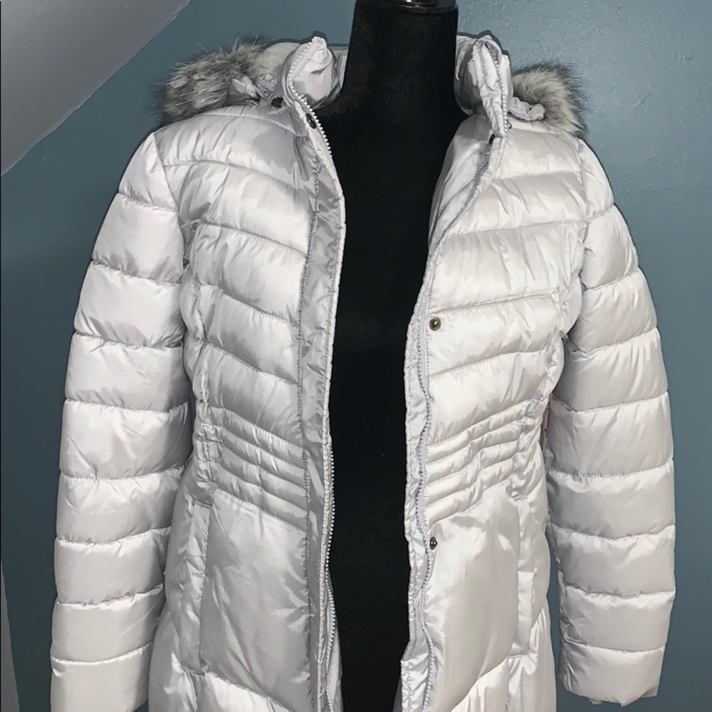 Girls silver winter coat